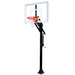 First Team Jam In-Ground Adjustable Basketball Hoop - clear backboard with orange rim