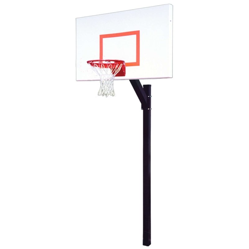 First Team Legacy In-Ground Fixed Height Basketball Hoop - white and red backboard