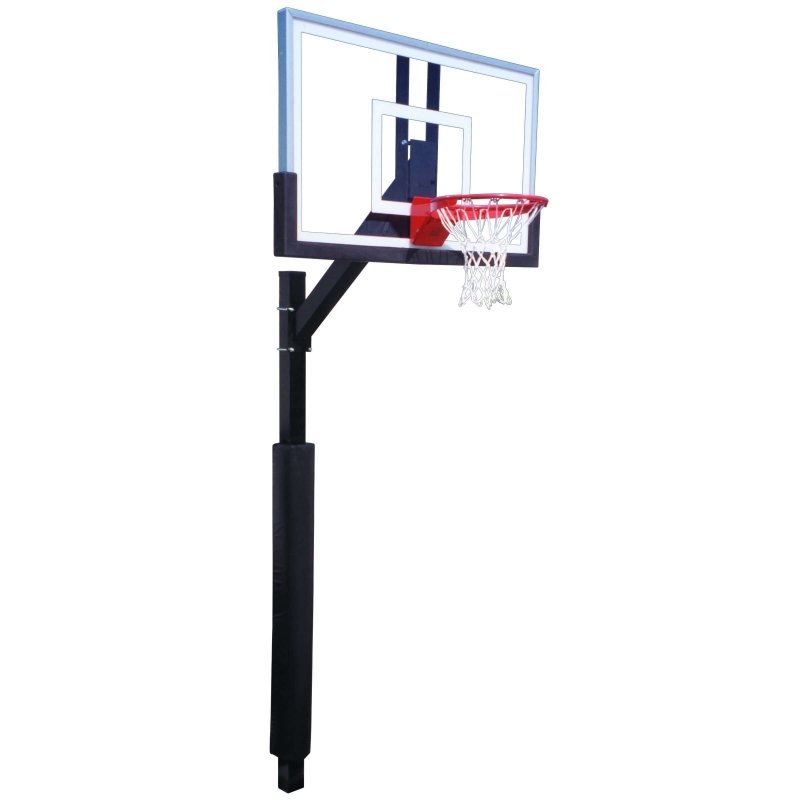 First Team Legacy In-Ground Fixed Height Basketball Hoop - clear with black backboard padding