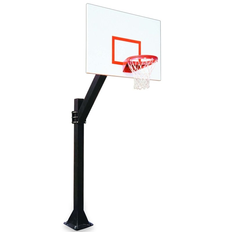 First Team Legend In-Ground Fixed Height Basketball Hoop - white and red board 3D image