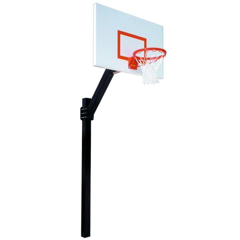 First Team Legend Jr In-Ground Fixed Height Basketball Hoop - white and red backboard 3D image