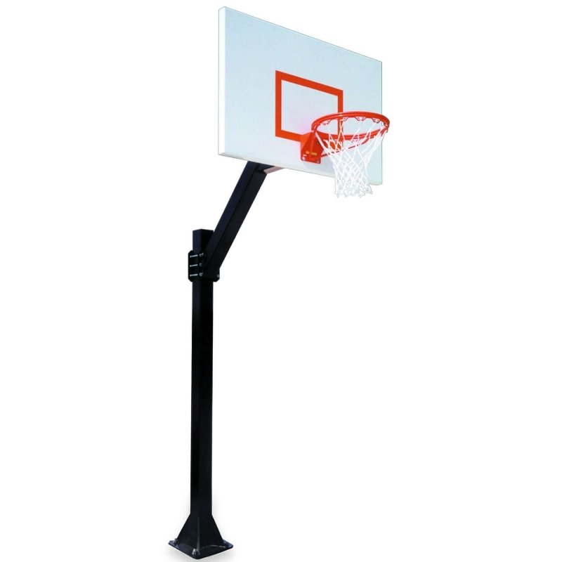 First Team Legend Jr In-Ground Fixed Height Basketball Hoop - red rim side view