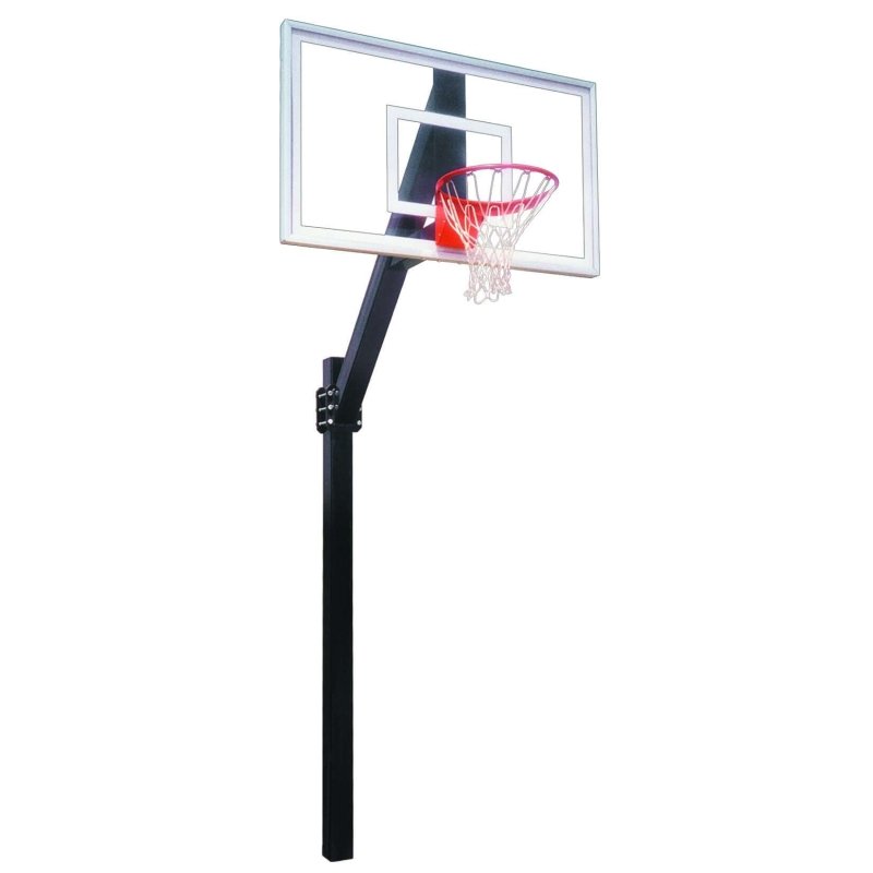 First Team Legend Jr In-Ground Fixed Height Basketball Hoop - red rim