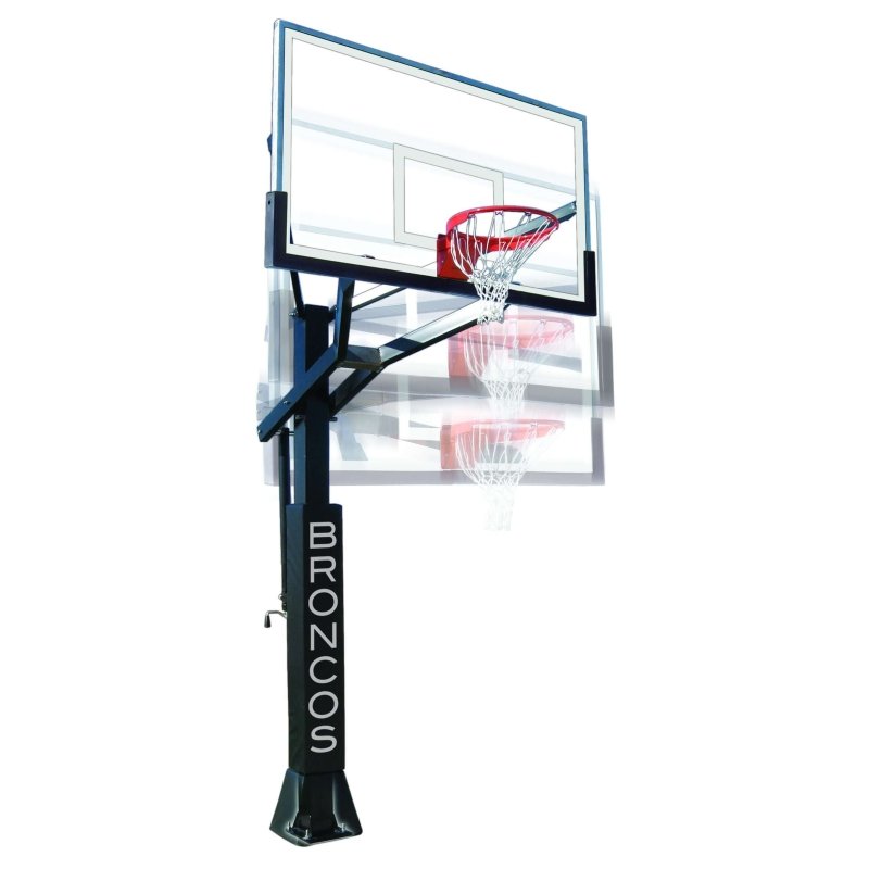 First Team Powerhouse 6 In-Ground Adjustable Basketball Hoop - with lettering on base