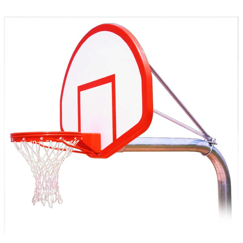 First Team RuffNeck In-Ground Fixed Height Basketball Hoop - red and white backboard