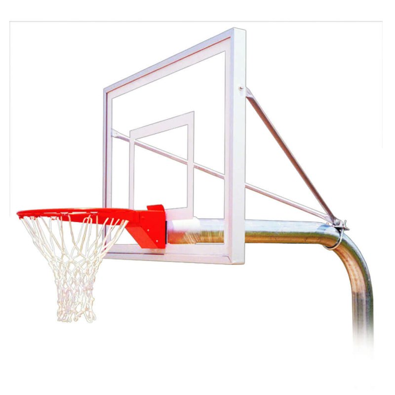 First Team RuffNeck In-Ground Fixed Height Basketball Hoop - clear backboard with steel pole