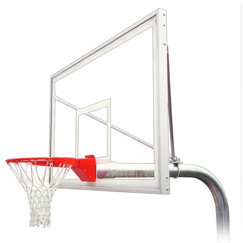 First Team RuffNeck In-Ground Fixed Height Basketball Hoop - clear backboard with border 3D image