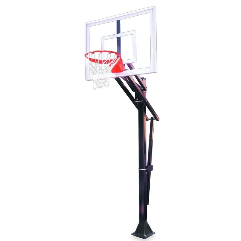 First Team Slam In-Ground Adjustable Basketball Hoop - red rim with white border