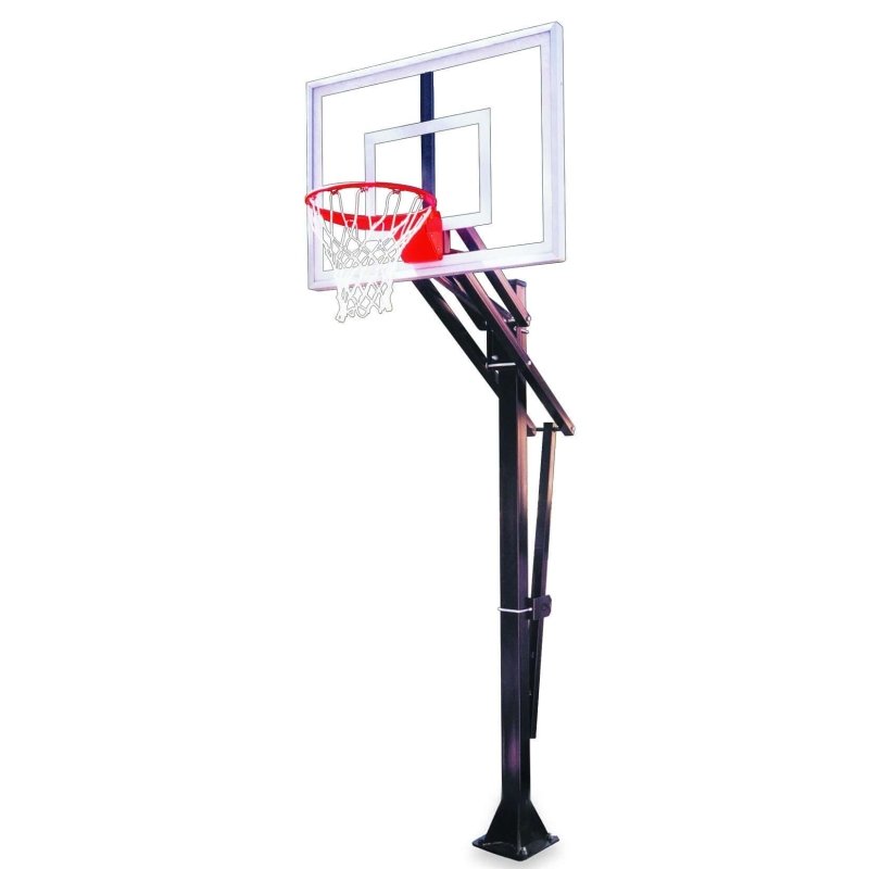 First Team Slam In-Ground Adjustable Basketball Hoop - square backboard with black post