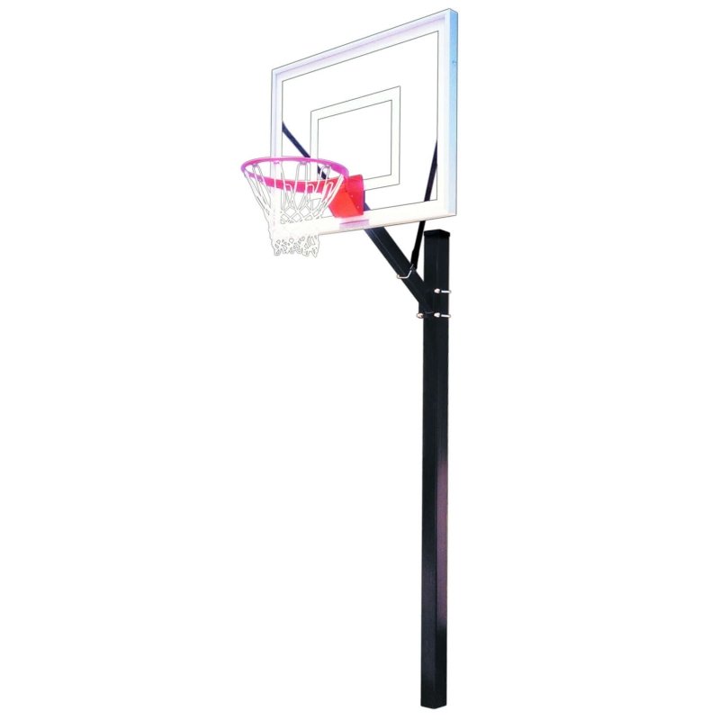 First Team Sport In-Ground Fixed Height Basketball Hoop - full setup