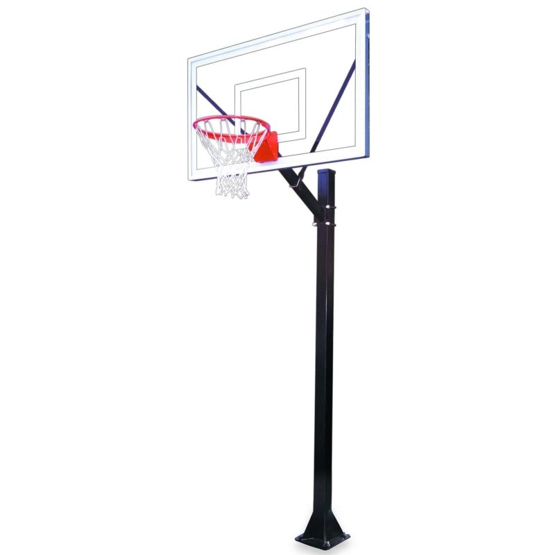 First Team Sport In-Ground Fixed Height Basketball Hoop - clear backboard