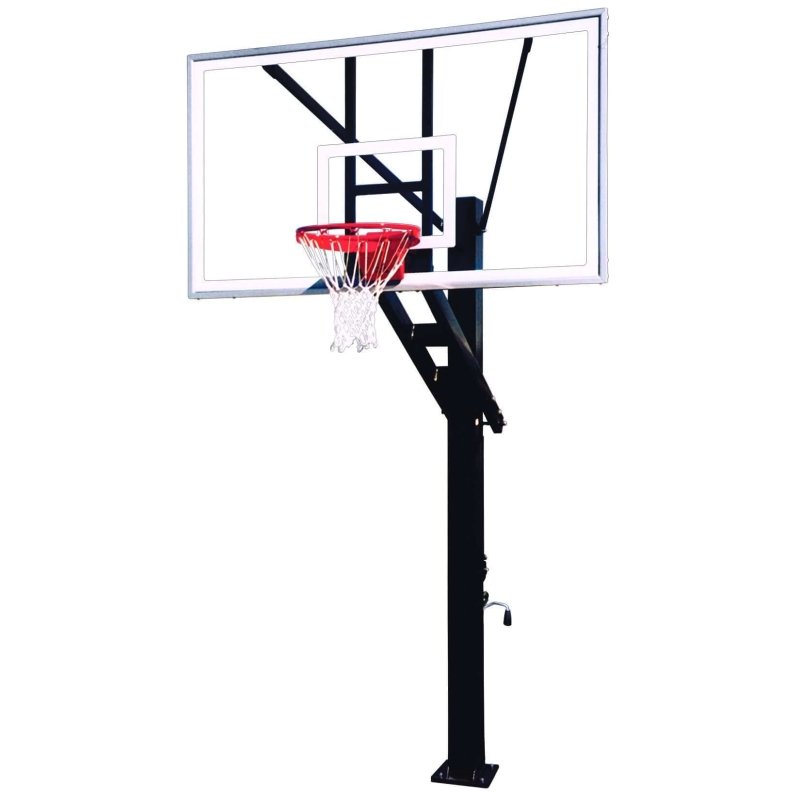 First Team Stainless Olympian In-Ground Adjustable Basketball Hoop - clear backboard