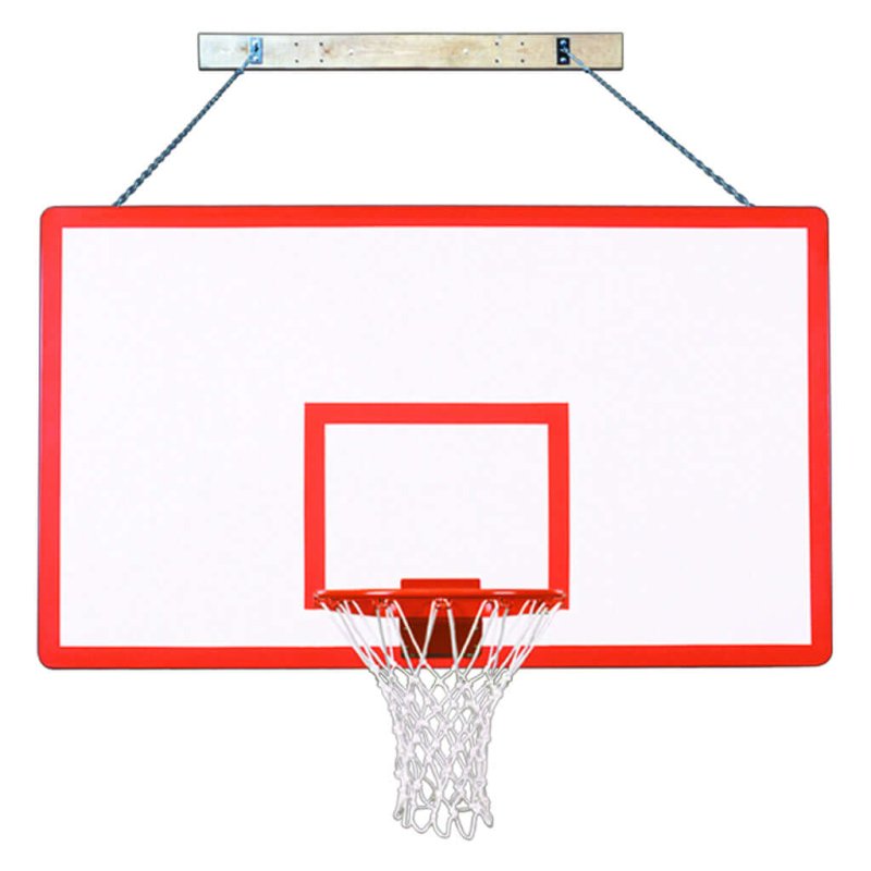 First Team SuperMount82 Wall Mount Basketball Hoop - red and white rectangle-shaped backboard