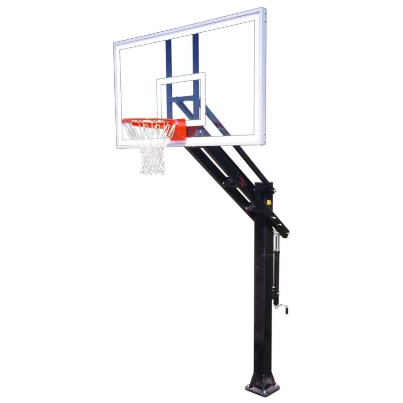 First Team Titan In-Ground Adjustable Basketball Hoop - clear backboard