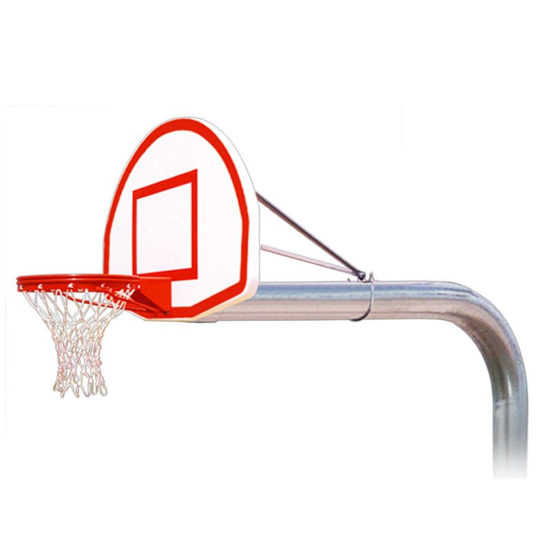 First Team Tyrant In-Ground Fixed Height Basketball Hoop - white and red backboard