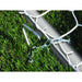 First Team World Class 40 Round Aluminum Fixed Soccer Goal - chained on grassy ground