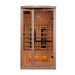 Golden Designs 1-2-Person Full Spectrum PureTech™ Near Zero EMF FAR Infrared Sauna with Himalayan Salt Bar (Canadian Hemlock) - Front 3D view of sauna