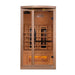 Golden Designs 1-2-Person Full Spectrum PureTech™ Near Zero EMF FAR Infrared Sauna with Himalayan Salt Bar (Canadian Hemlock) - Front 3D view of sauna
