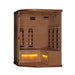 Golden Designs 3-Person Corner Full Spectrum PureTech™ Near Zero EMF FAR Infrared Sauna with Himalayan Salt Bar (Canadian Hemlock) - Interior view of sauna