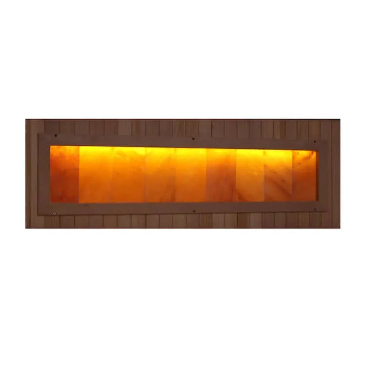 Golden Designs 3-Person Full Spectrum PureTech™ Near Zero EMF FAR Infrared Sauna with Himalayan Salt Bar (Canadian Hemlock) - Himalayan salt bar close up view