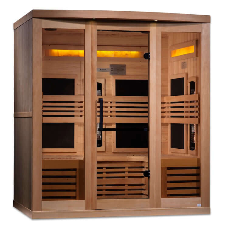 Golden Designs 6-Person Full Spectrum PureTech™ Near Zero EMF FAR Infrared Sauna with Himalayan Salt Bar (Canadian Hemlock) -