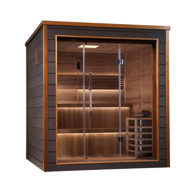Golden Designs Bergen 6 Person Outdoor-Indoor Traditional Steam Sauna - Canadian Red Cedar Interior -