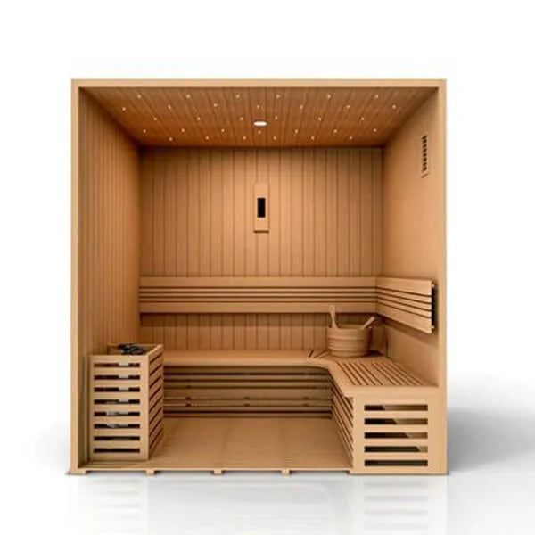Golden Designs Copenhagen Edition 3 Person Traditional Steam Sauna - Canadian Red Cedar - Interior without door and windows