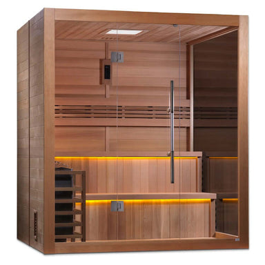 Golden Designs "Kuusamo Edition" 6 Person Indoor Traditional Steam Sauna - Canadian Red Cedar Interior -