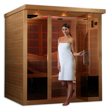 Golden Designs Monaco 6-person PureTech™ Near Zero EMF FAR Infrared Sauna (Canadian Hemlock) -