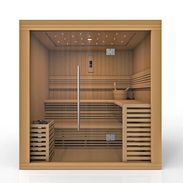 Golden Designs Osla Edition 6 Person Traditional Steam Sauna - Canadian Red Cedar - Front 3D view