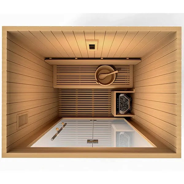 Golden Designs Sundsvall 2 Person Traditional Steam Sauna - Canadian Red Cedar - Top view 
