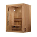 Golden Designs Sundsvall 2 Person Traditional Steam Sauna - Canadian Red Cedar - 3D view of wooden sauna with a glass door and window