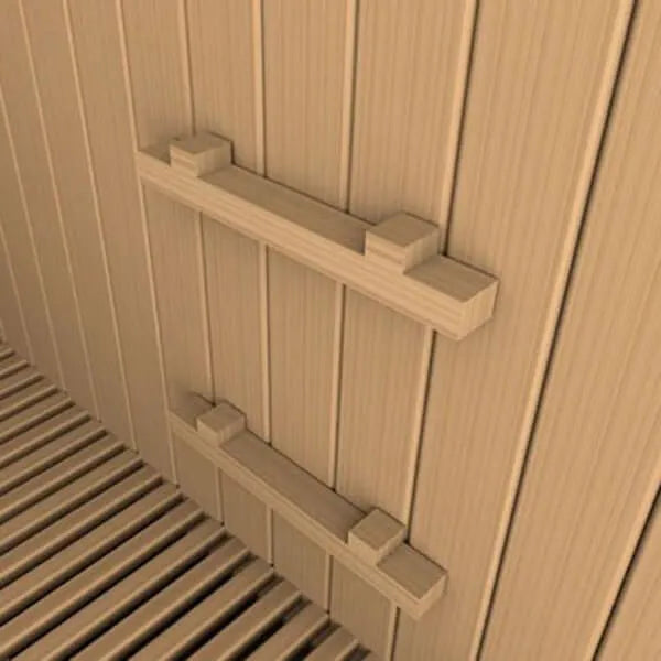 Golden Designs Sundsvall 2 Person Traditional Steam Sauna - Canadian Red Cedar - Wooden sticks attached to the wall