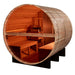 Golden Designs "Zurich" 4 Person Barrel with Bronze Privacy View - Traditional Steam Sauna - Pacific Cedar - 3D image of interior of barrel sauna