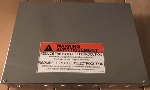 Harvia Power Extension Unit LTY45 U1-U3 - grey box with warning sticker