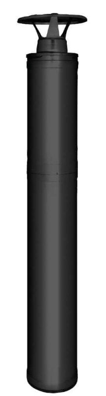 Harvia Sauna Wood Stove Chimney Kit - Color & Size: 1500mm Stainless Steel, 1500mm Black Steel - black cylinder with cap