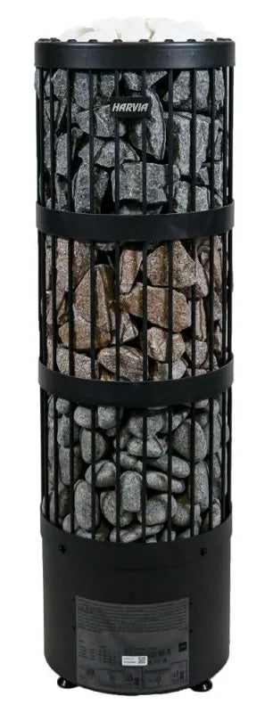 Harvia Split Face Sauna Heater Stones - inside a metal basket