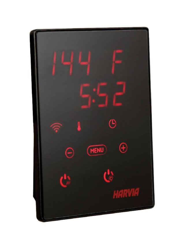 Harvia Xenio WiFi Remote Control - black screen with red lights