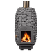 HUUM HIVE Heat Series 12kW LS Sauna Heater Package - flaming stove inside a metal basket filled with rocks