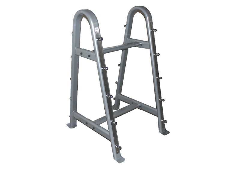 Horizontal Barbell Rack - grey metal rack 