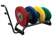 Horizontal Bumper Plate Rack - with different plates on it 