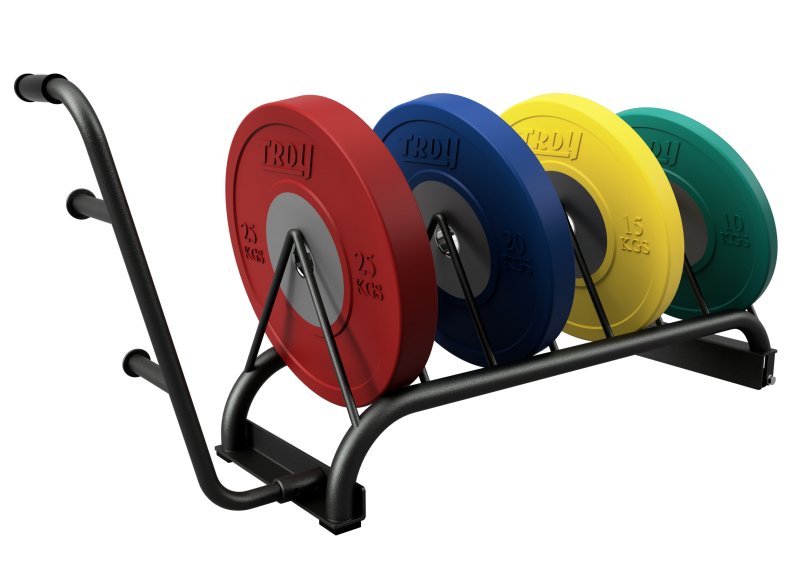 Horizontal Bumper Plate Rack - with different plates on it 