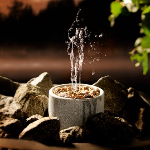 Hukka Saunatroikka Sauna Fountain and Essence Diffuser - With water