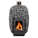 HUUM HIVE Wood 13 Wood Burning Sauna Stove - metal basket filled with rocks, with flaming stove in front 