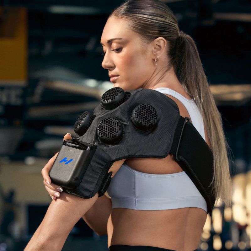 Hyperice X 2 Shoulder - athletic woman using X 2 Shoulder