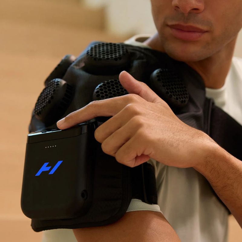 Hyperice X 2 Shoulder - close up image of X 2 being used by a man