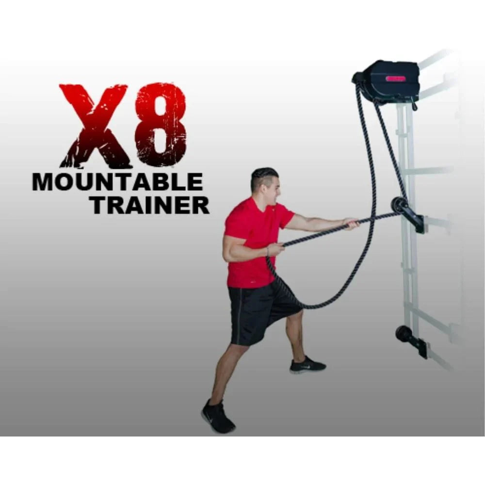 Marpo X8 Mountable Rope Trainer - Side view of a man pulling rope from machine