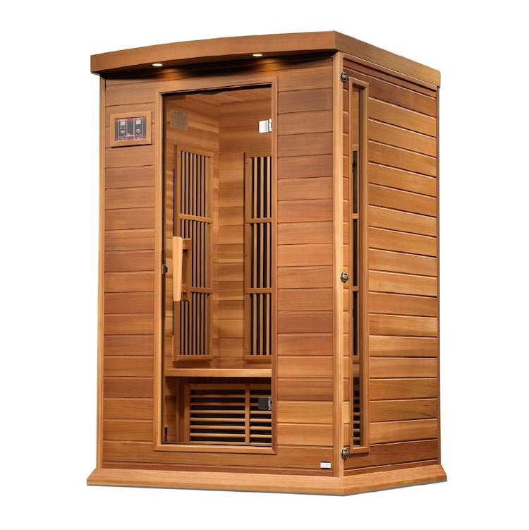 Maxxus 2-Person Near Zero EMF FAR Infrared Sauna - glass door with handle