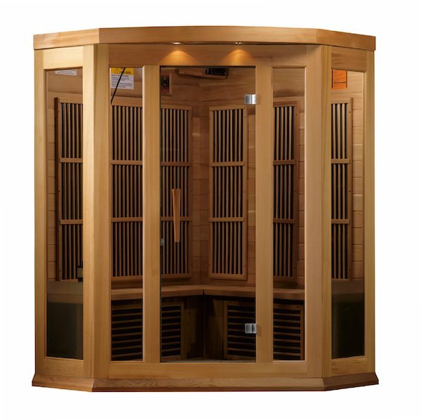 Maxxus 3-Person Corner Low EMF FAR Infrared Sauna - glass door