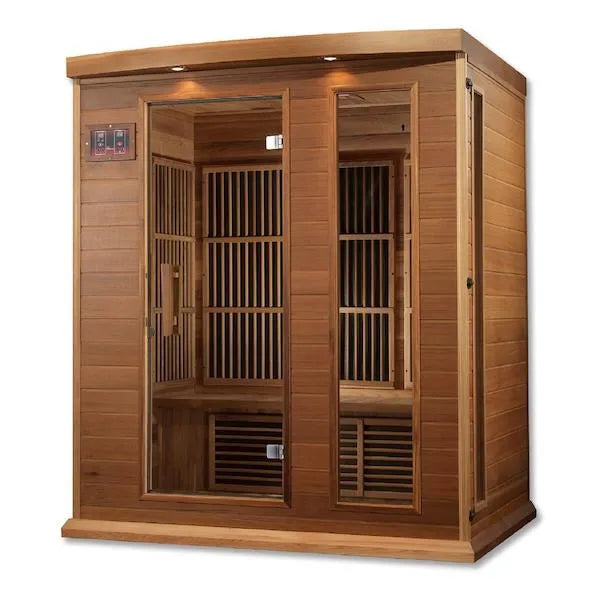 Maxxus 3-Person Low EMF FAR Infrared Sauna - glass door with handle